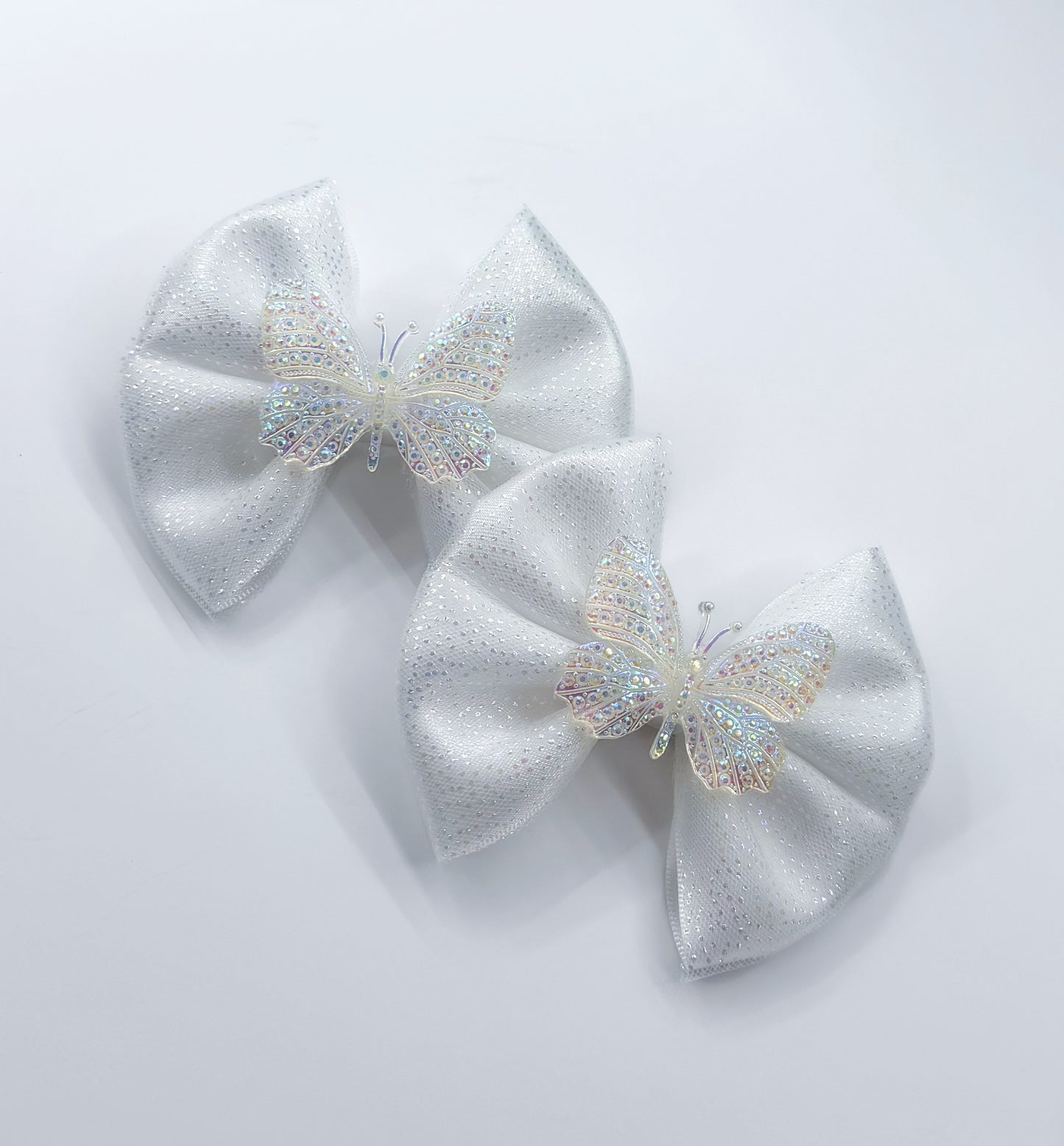 White Sparkle Tulle Butterfly Piggies